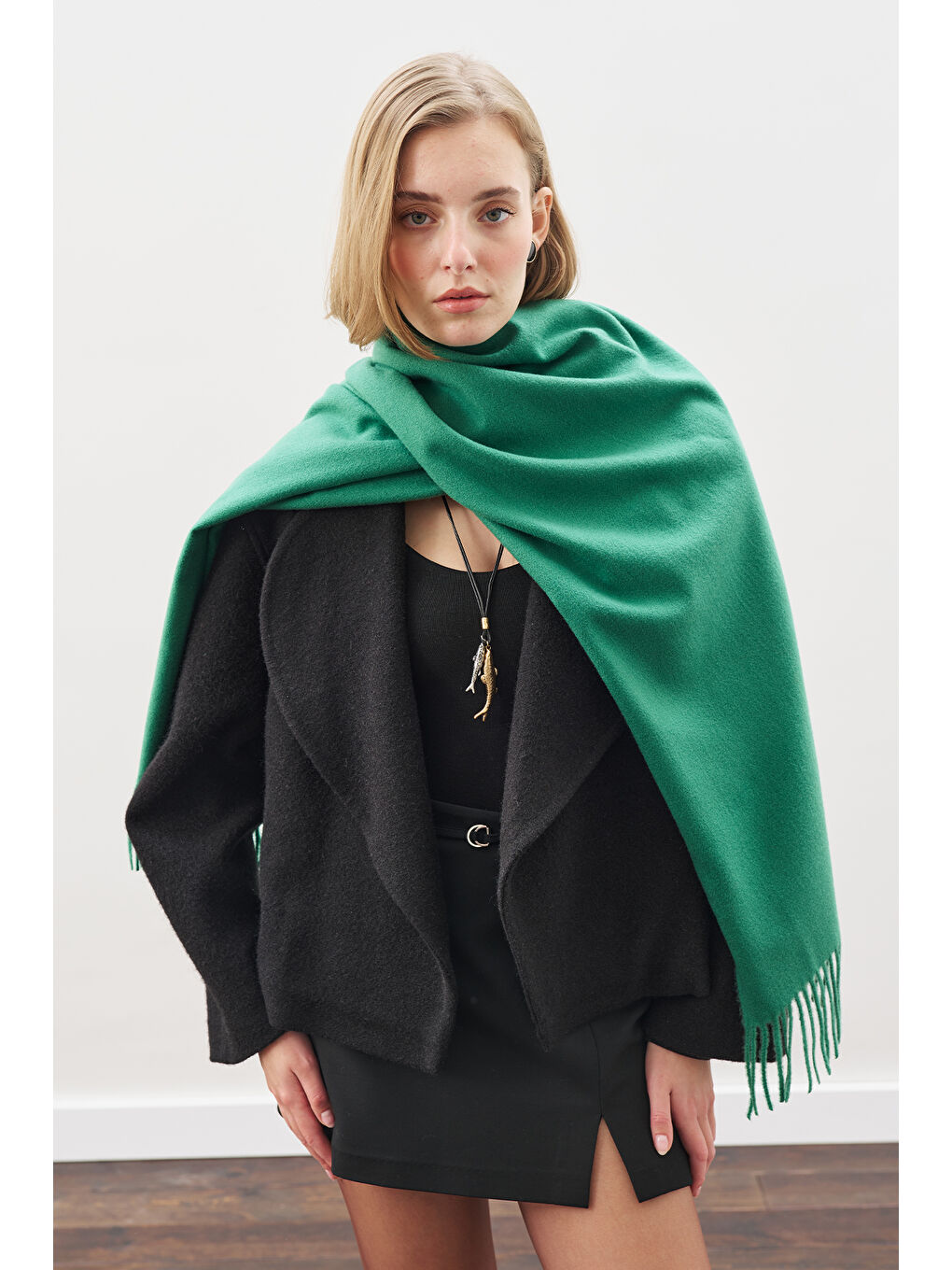 Kaşmir Dokulu Şal Yeşil