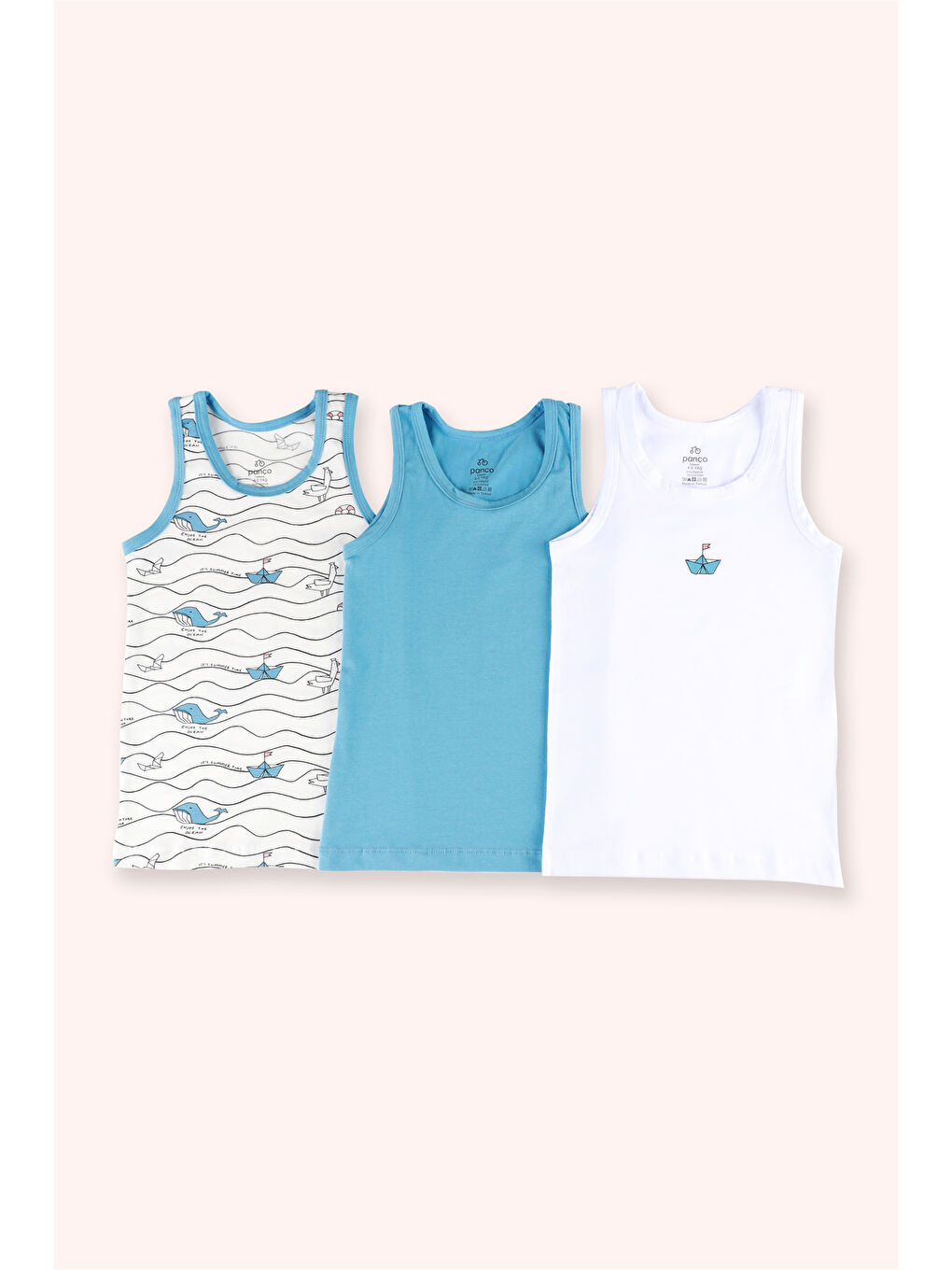 Erkek Çocuk Origami Figürlü Mavi 3'lü Atlet Seti