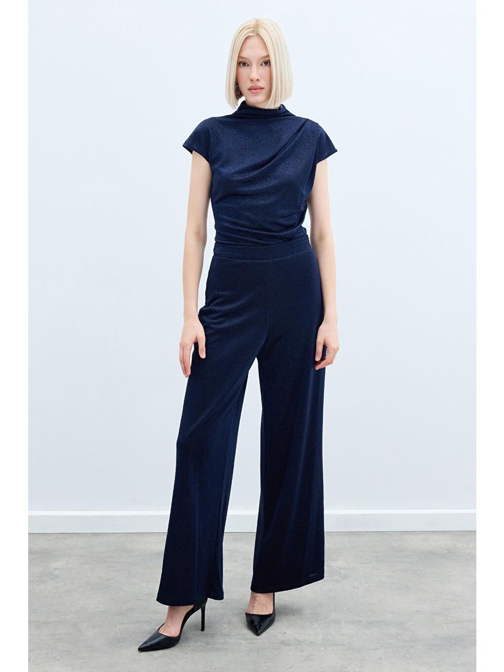 Simli Salaş Pantolon - Lacivert-2