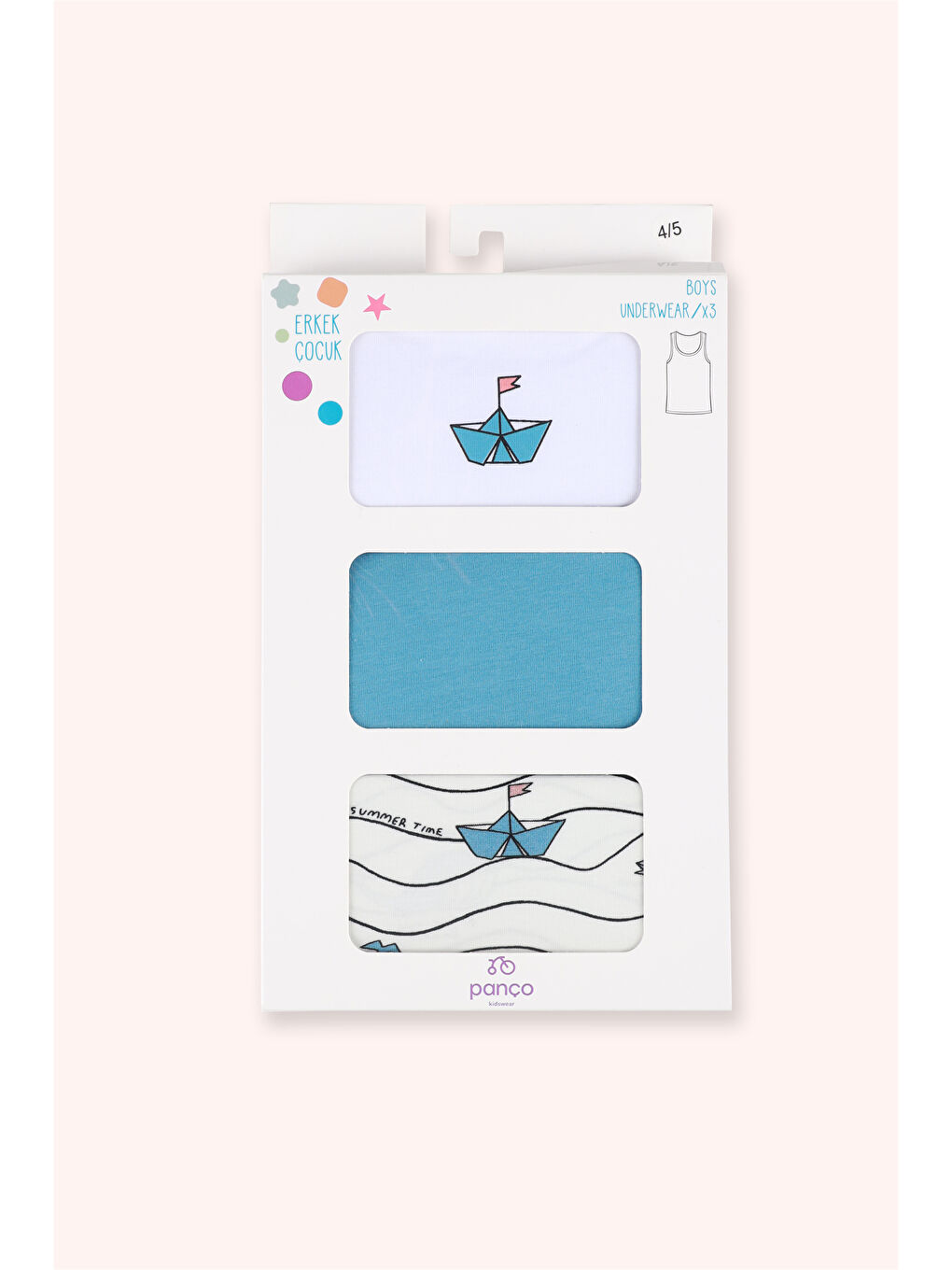 Erkek Çocuk Origami Figürlü Mavi 3'lü Atlet Seti-1