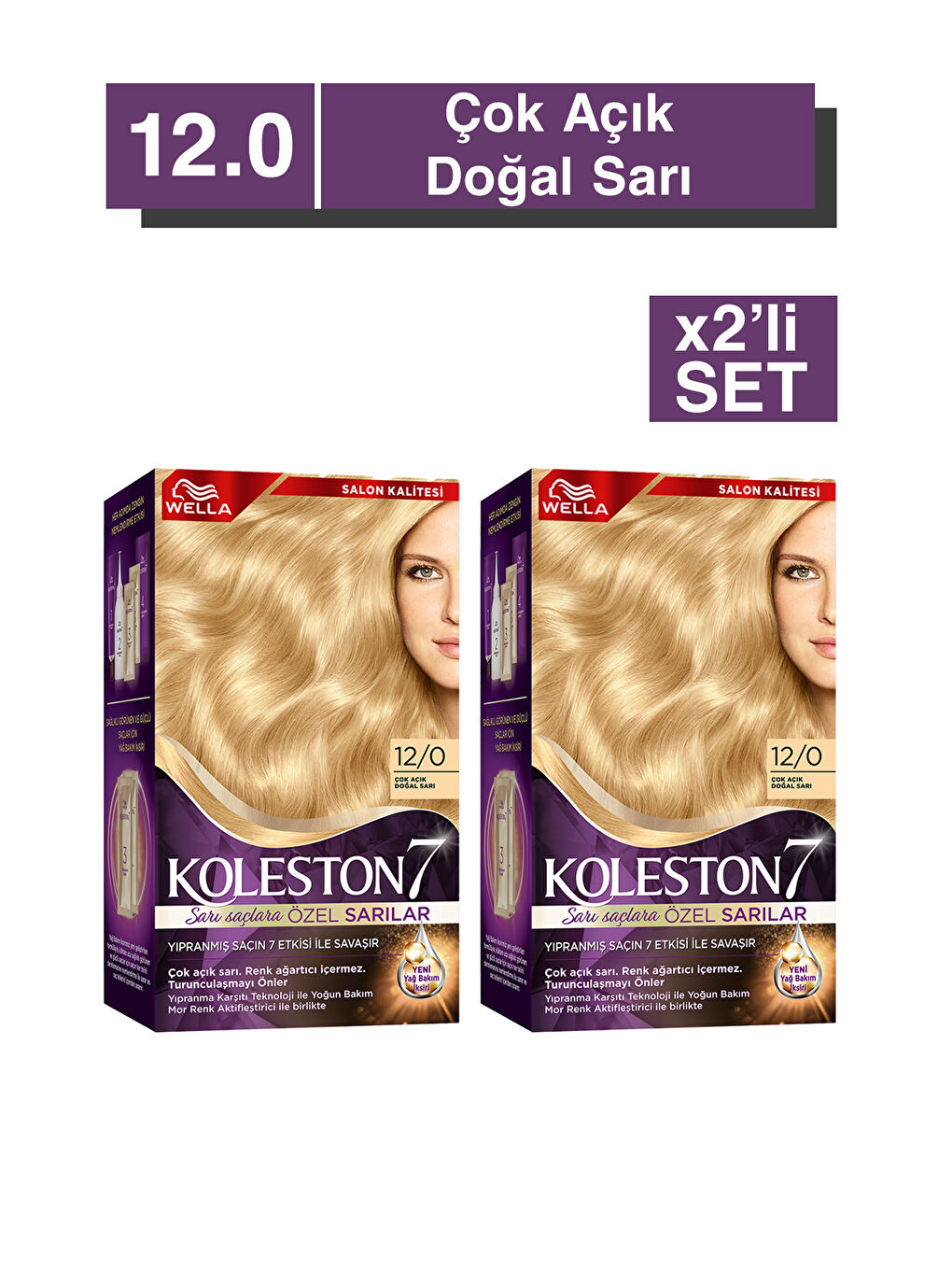 Wella Renksiz Koleston Supreme Kit 12/0 Çok Açık Doğal Sarı *18 x2'li Set