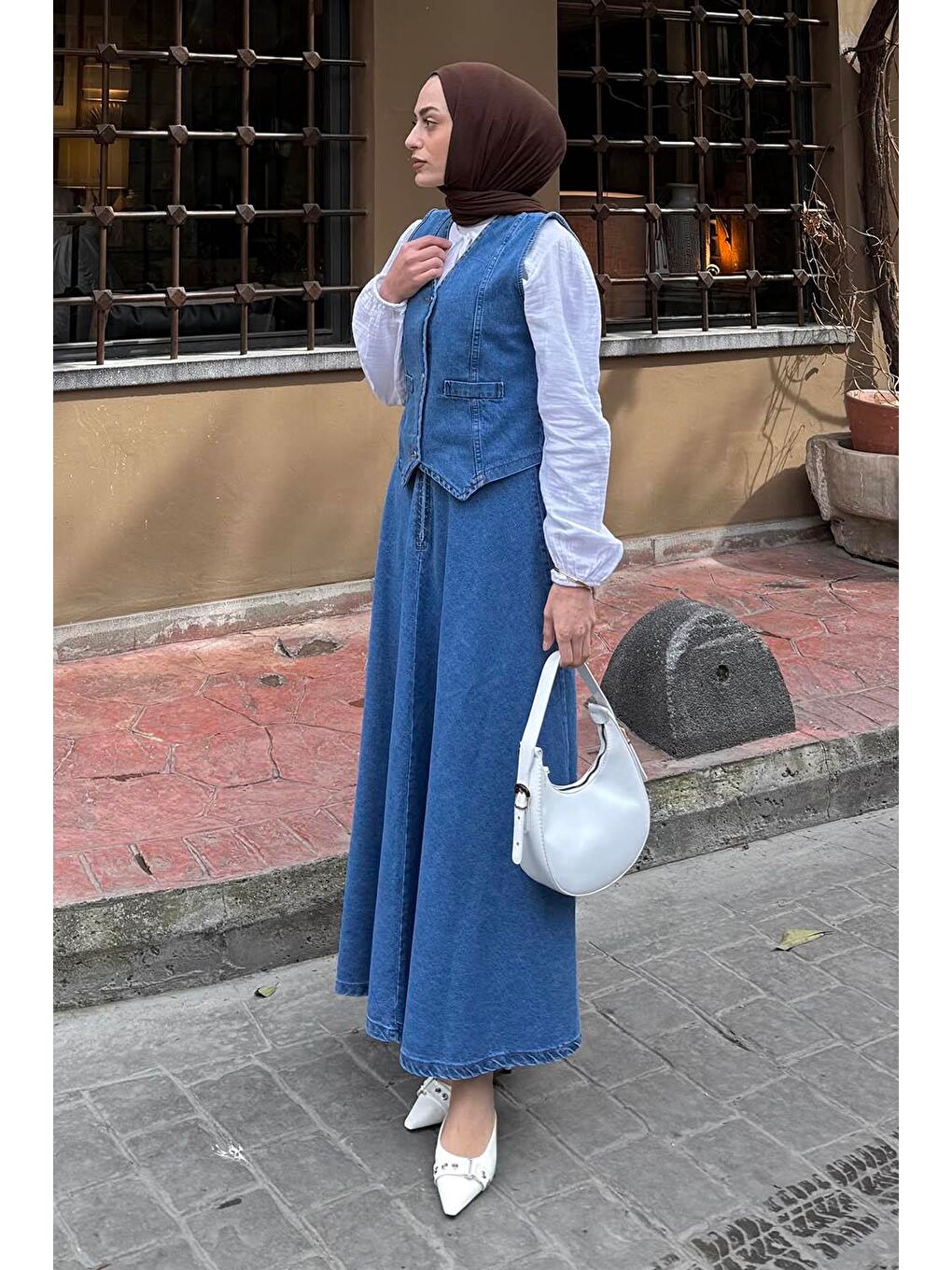 Kruvaz Kapama Jean Etekli Takım Koyu Mavi-1