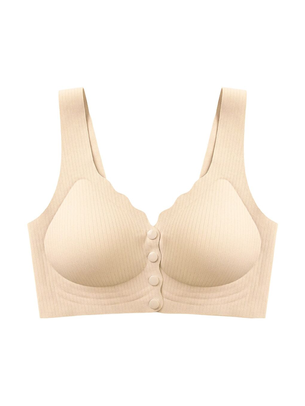 Bej Seamless Bra - Feel | Ten Lazer Kesim Çizgi Detaylı Önü Açılabilir Dikişsiz Kadın Sütyen