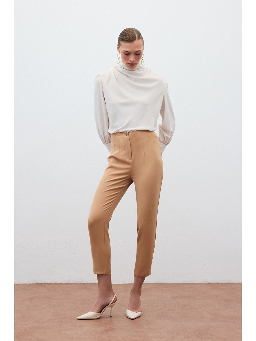 Kahverengi Yüksek Bel  Pantolon - Camel
