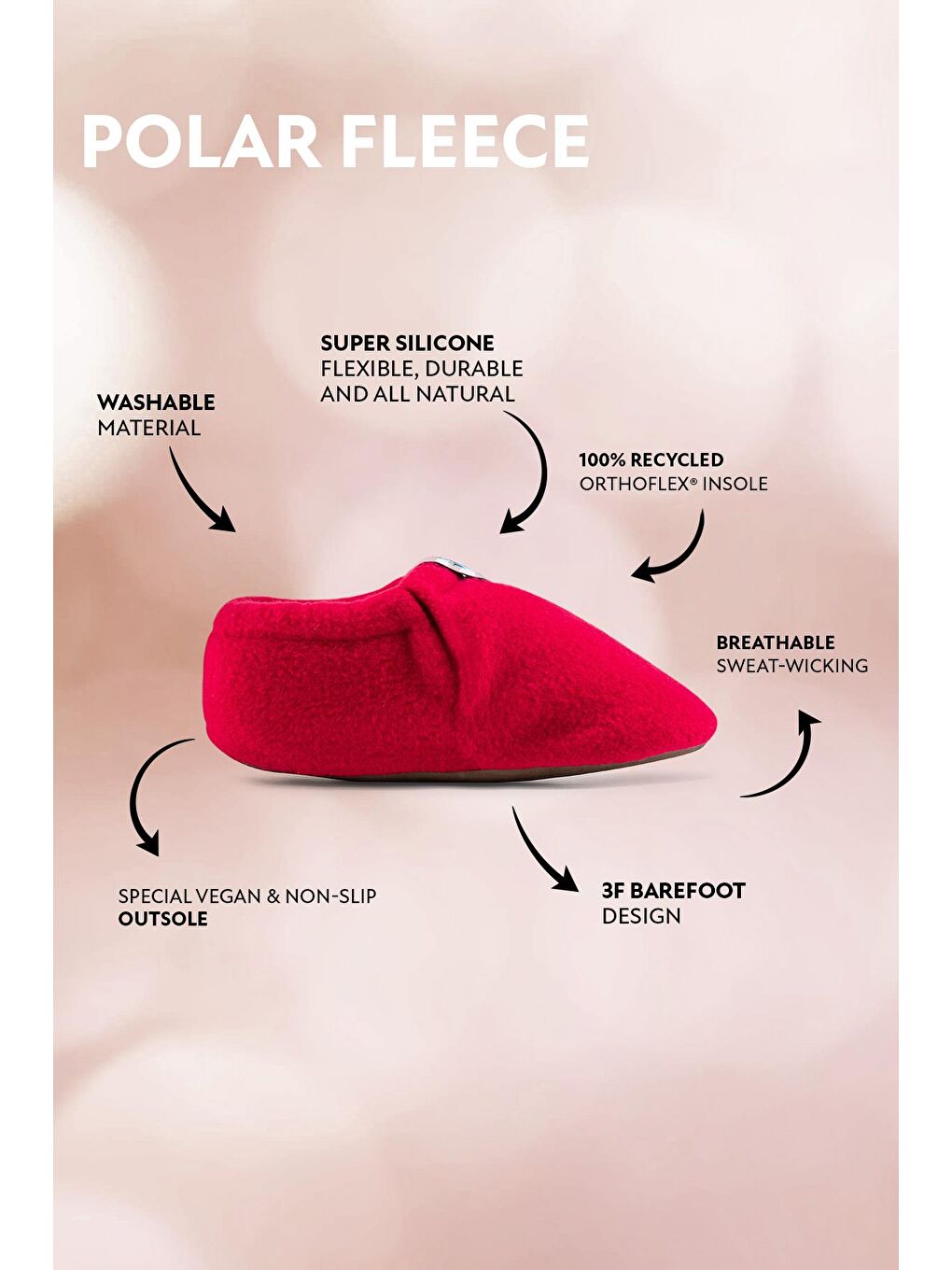 Polar Fleece Fuşya Polar Barefoot Patik (Hediye Seti)-1