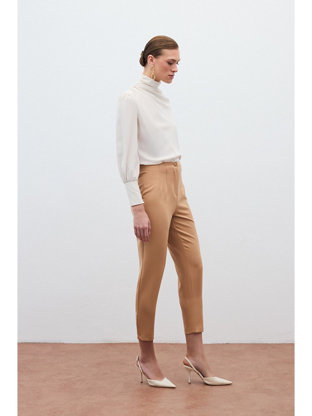 Kahverengi Yüksek Bel  Pantolon - Camel-2