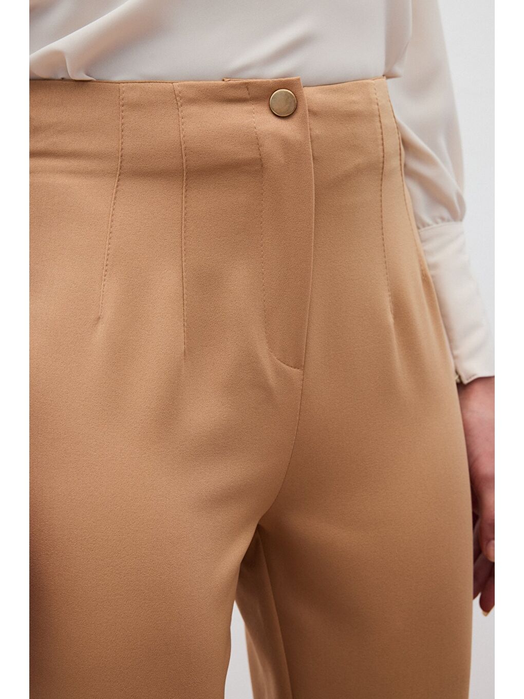 Kahverengi Yüksek Bel  Pantolon - Camel-3