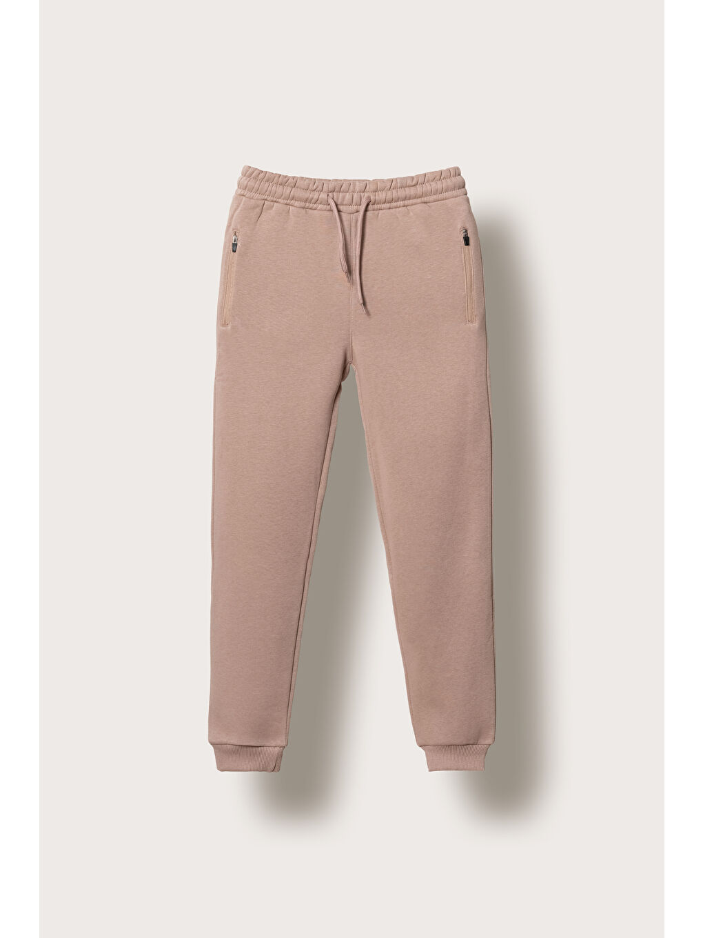 Bej 3 İp  Fermuarlı Basic Erkek  Çocuk Eşofman Altı