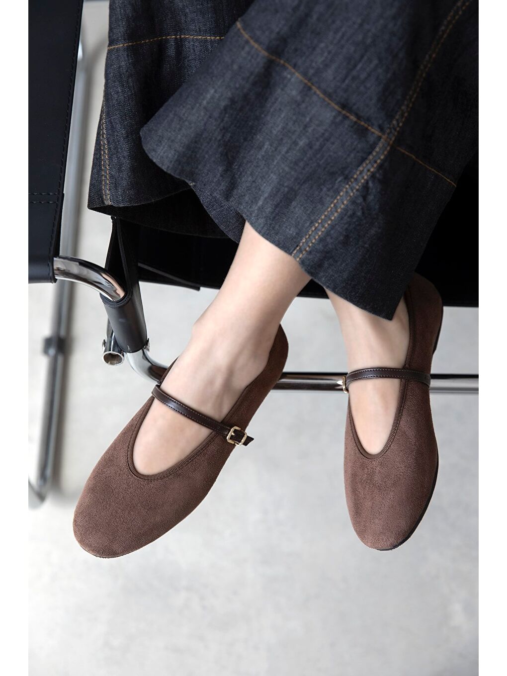 Kahverengi Ava Kadın Süet Babet Kahve-1