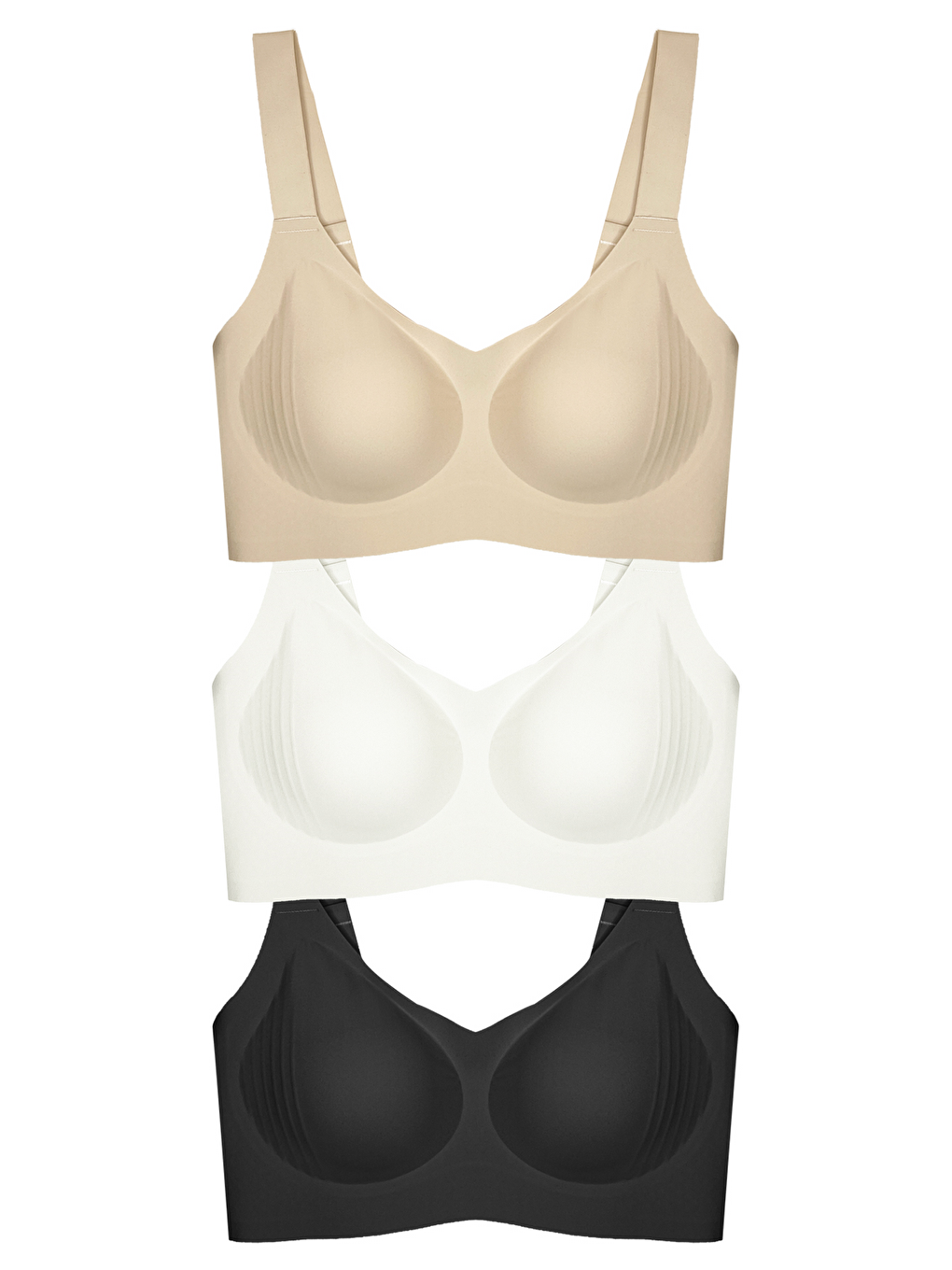 Karışık Seamless Bra - Curve | Lazer Kesim Dikişsiz Toparlayıcı Büyük Beden Kadın Sütyen 3'Lü Paket-2