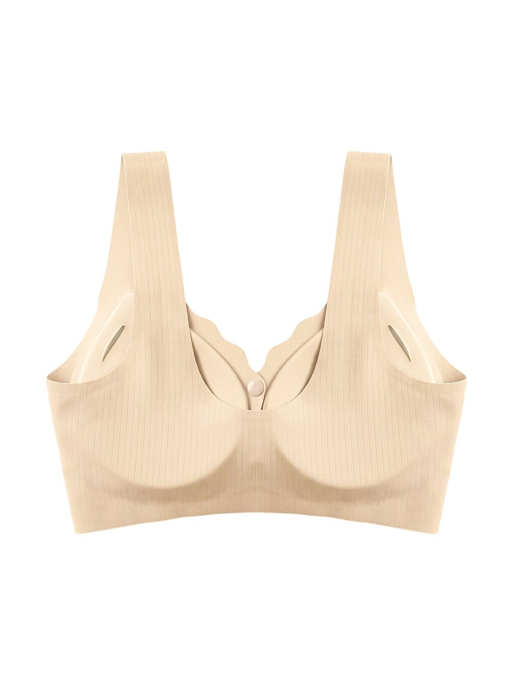 Bej Seamless Bra - Feel | Ten Lazer Kesim Çizgi Detaylı Önü Açılabilir Dikişsiz Kadın Sütyen-1