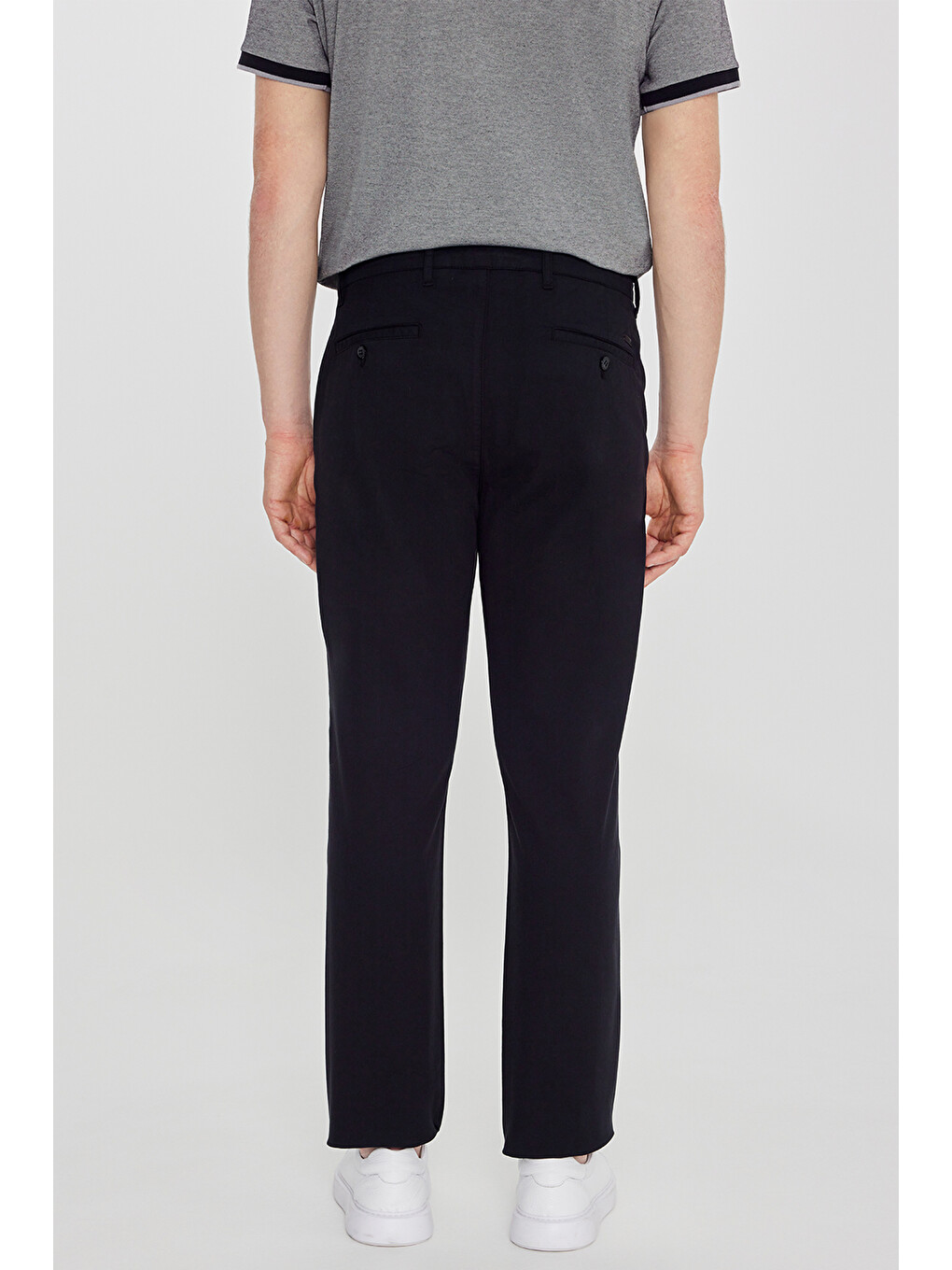Erkek Siyah Pamuklu Slim Fit Dar Kesim Yan Cepli Armürlü Esnek Pantolon-4