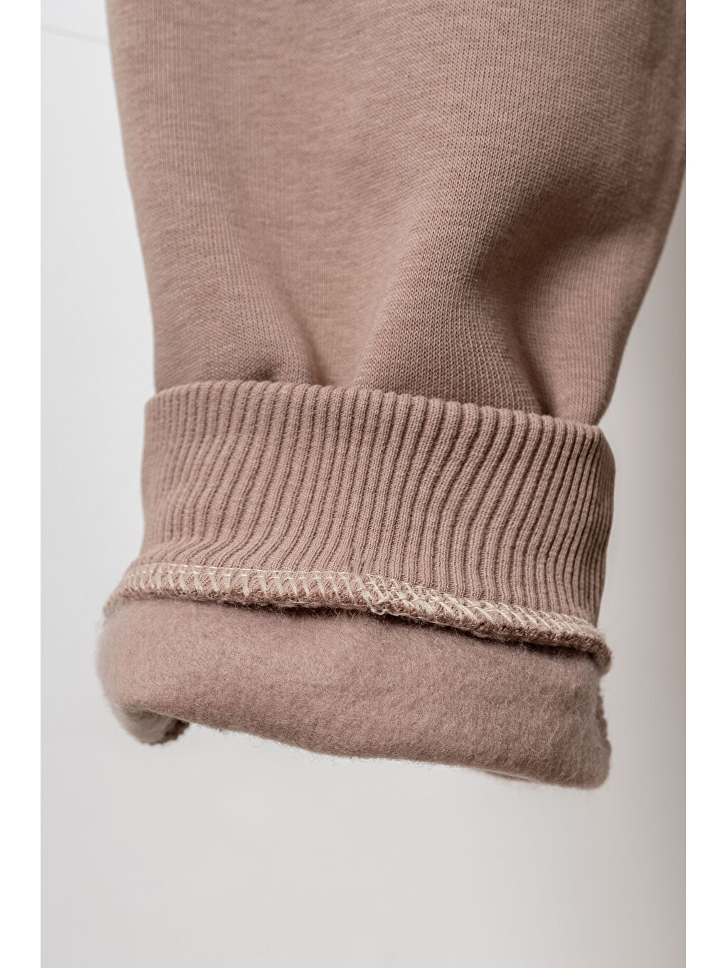 Bej 3 İp  Fermuarlı Basic Erkek  Çocuk Eşofman Altı-2