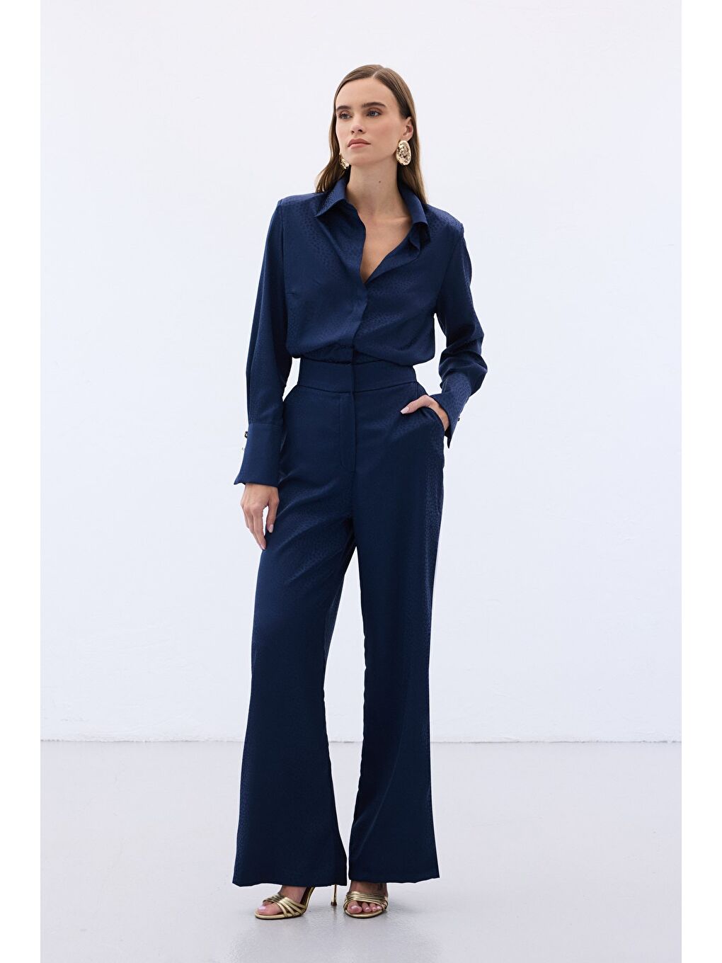 Jakarlı Pantolon - Lacivert-2