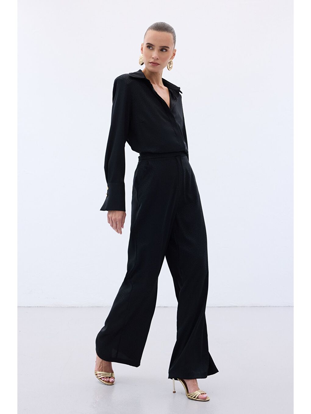 Jakarlı Pantolon - Siyah-1