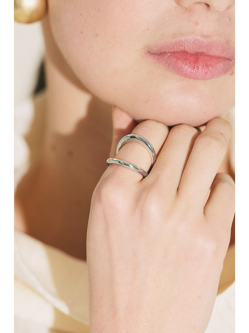 Gri Şerit Yüzük Gümüş