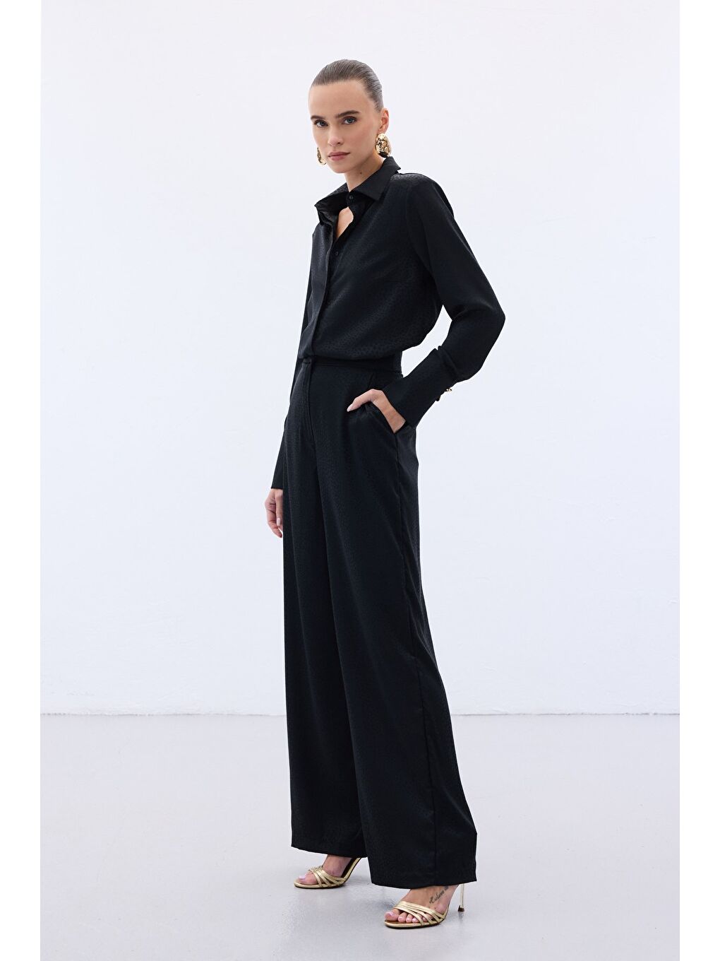 Jakarlı Pantolon - Siyah-2