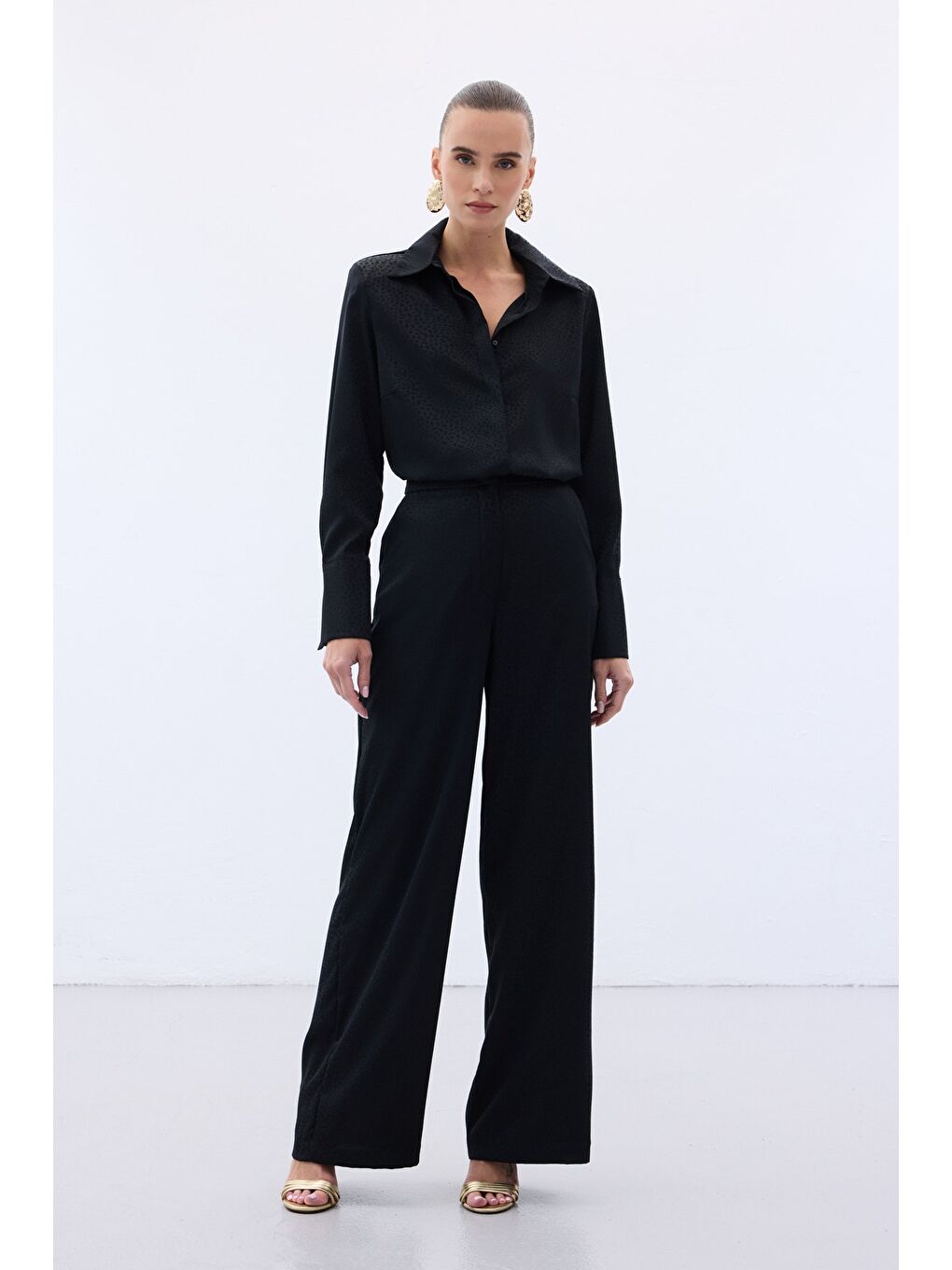 Jakarlı Pantolon - Siyah-3