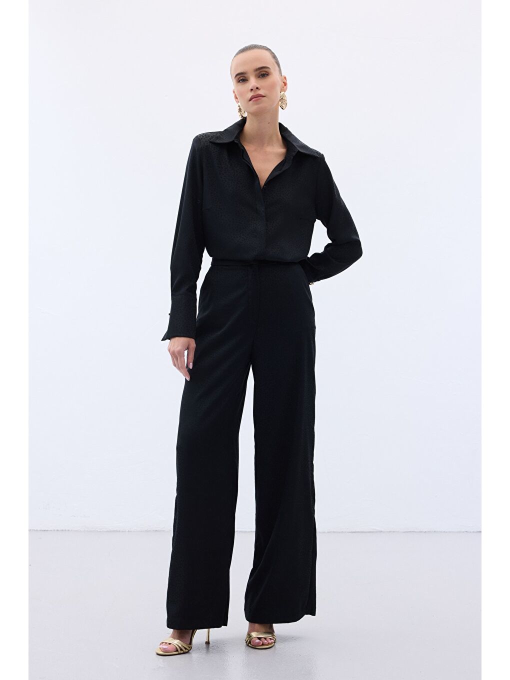 Jakarlı Pantolon - Siyah-4