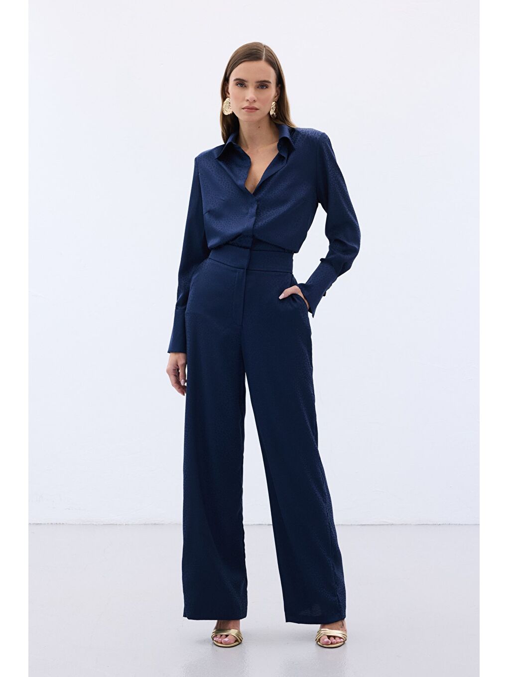 Jakarlı Pantolon - Lacivert-3