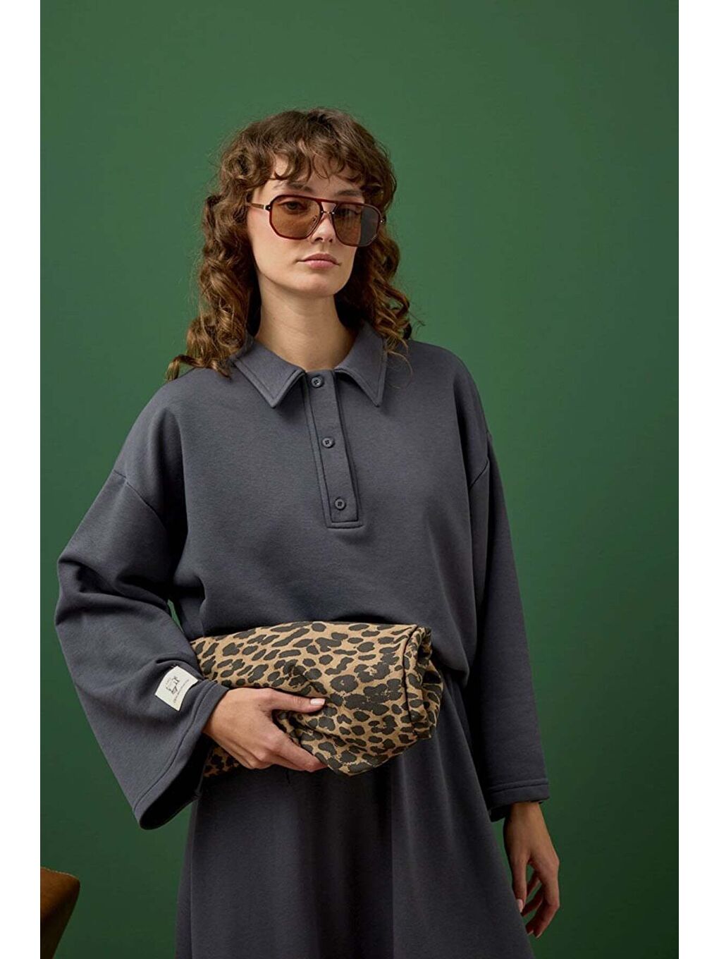 Antrasit 3 İplik Yakalı Body & Etek Takım-3