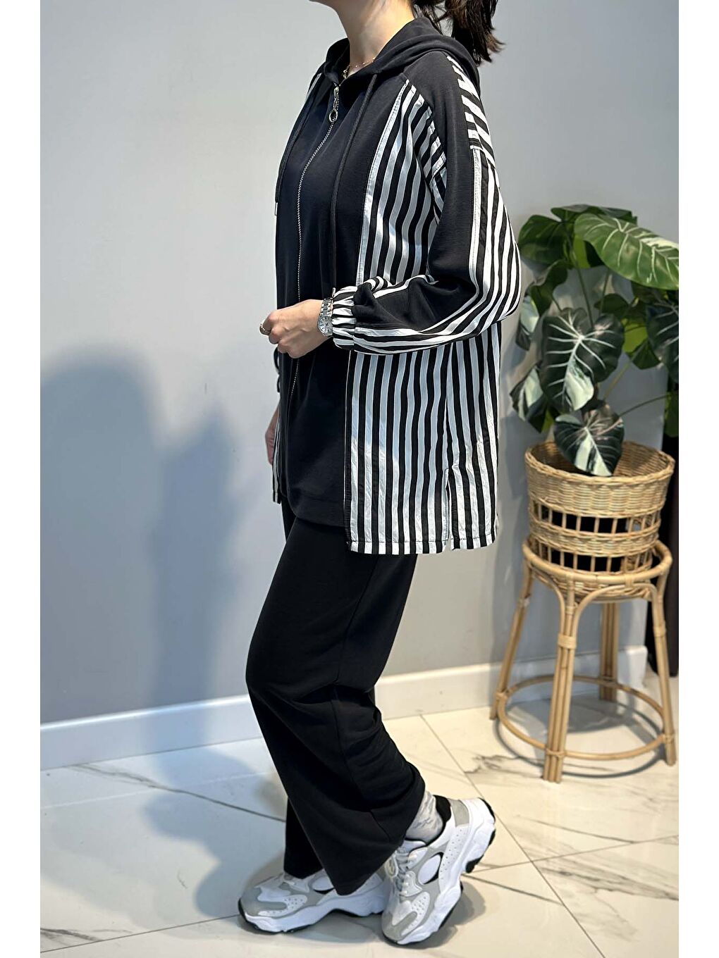 Şerit Detay Pantolonlu Takım 70081 Antrasit-1