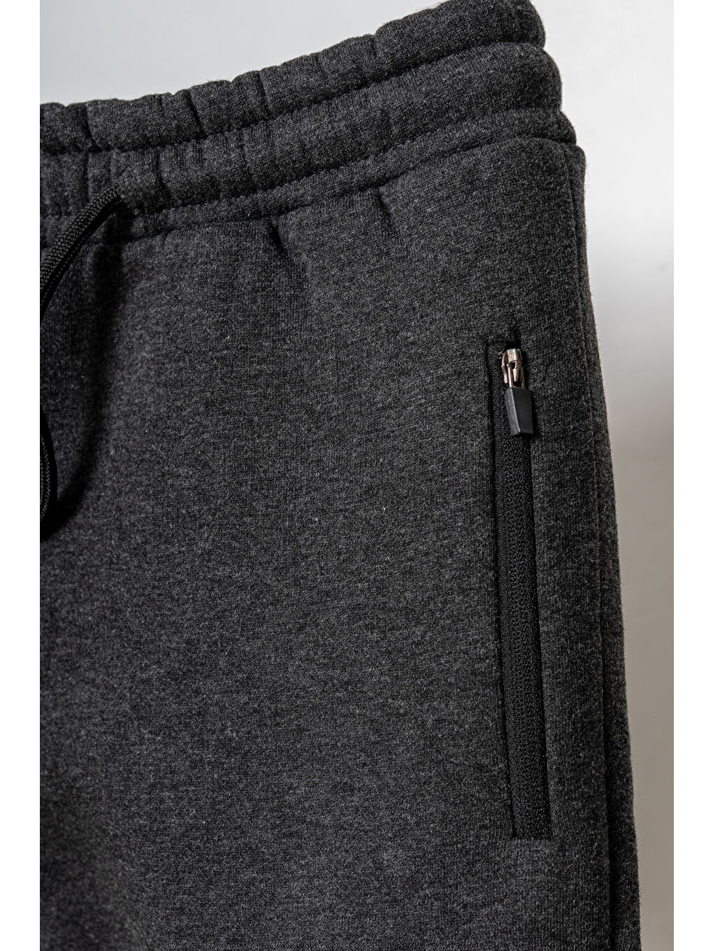 Antrasit 3 İp  Fermuarlı Basic Erkek Çocuk Eşofman Altı-5