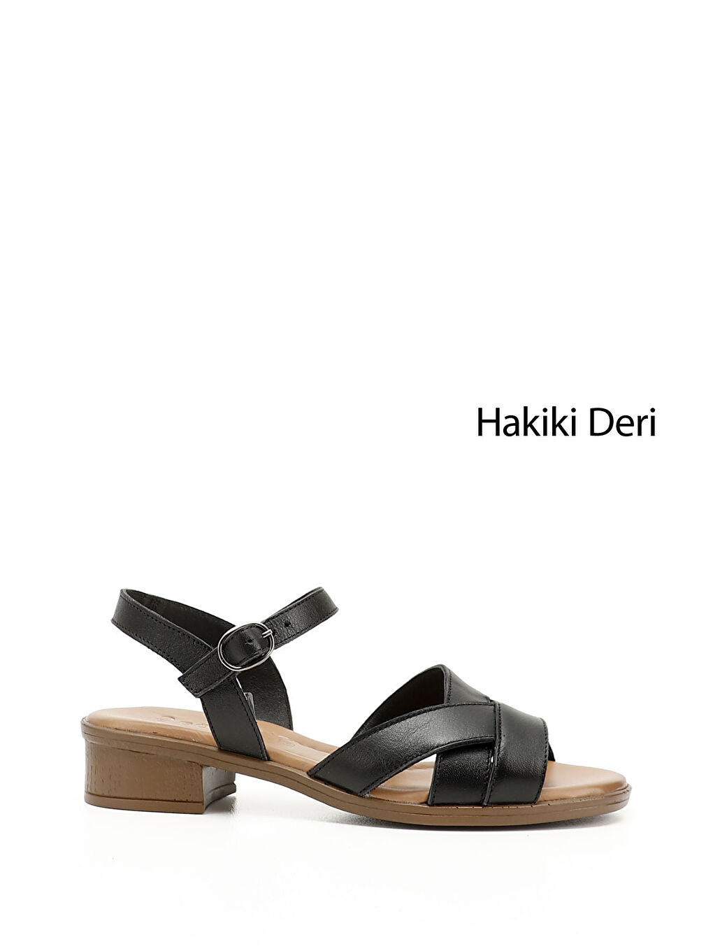 Mor Kadın ZÜMRÜT-SİYAH Kısa Kalın Topuklu Hakiki Deri Sandalet