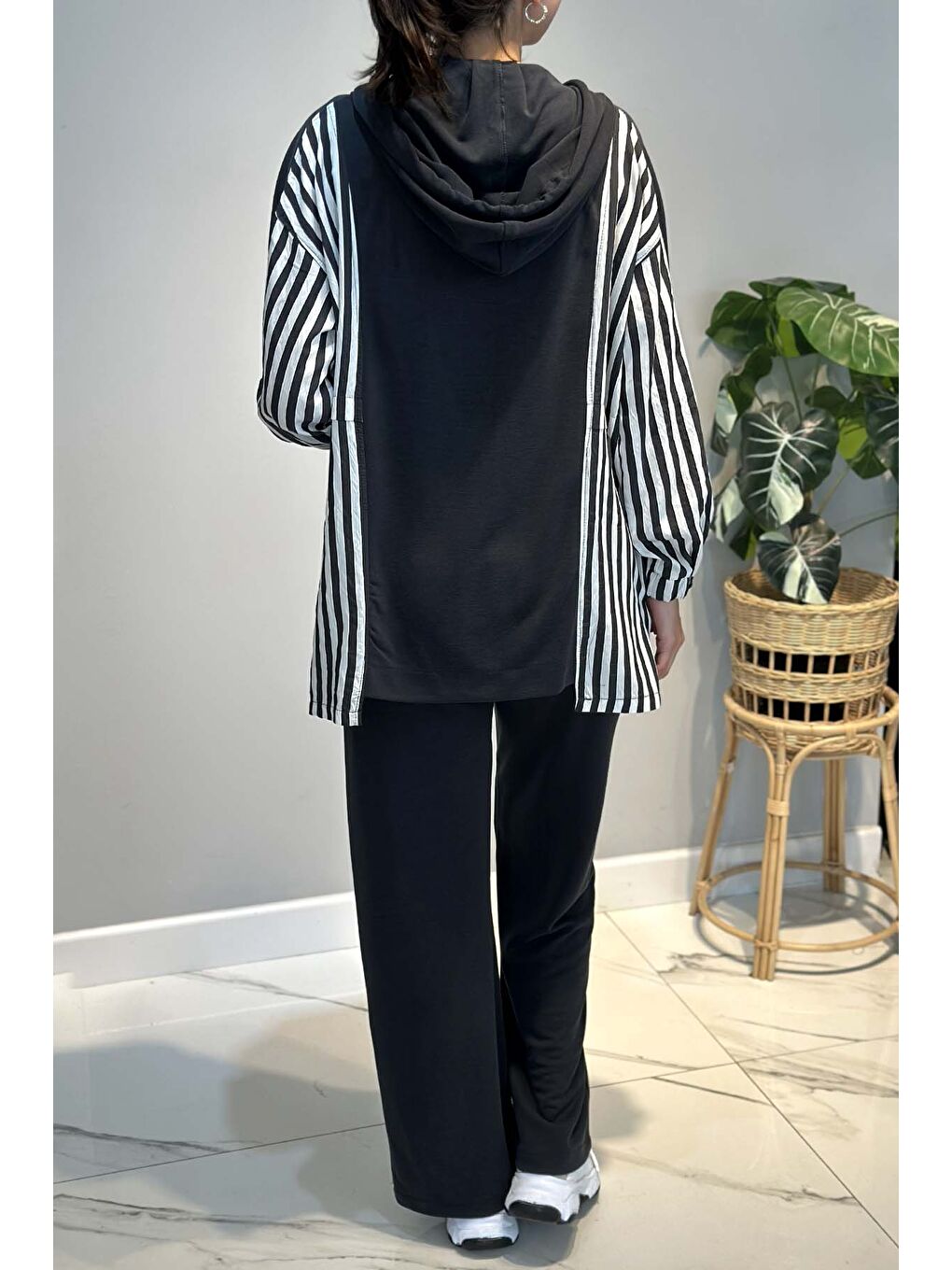 Şerit Detay Pantolonlu Takım 70081 Antrasit-2