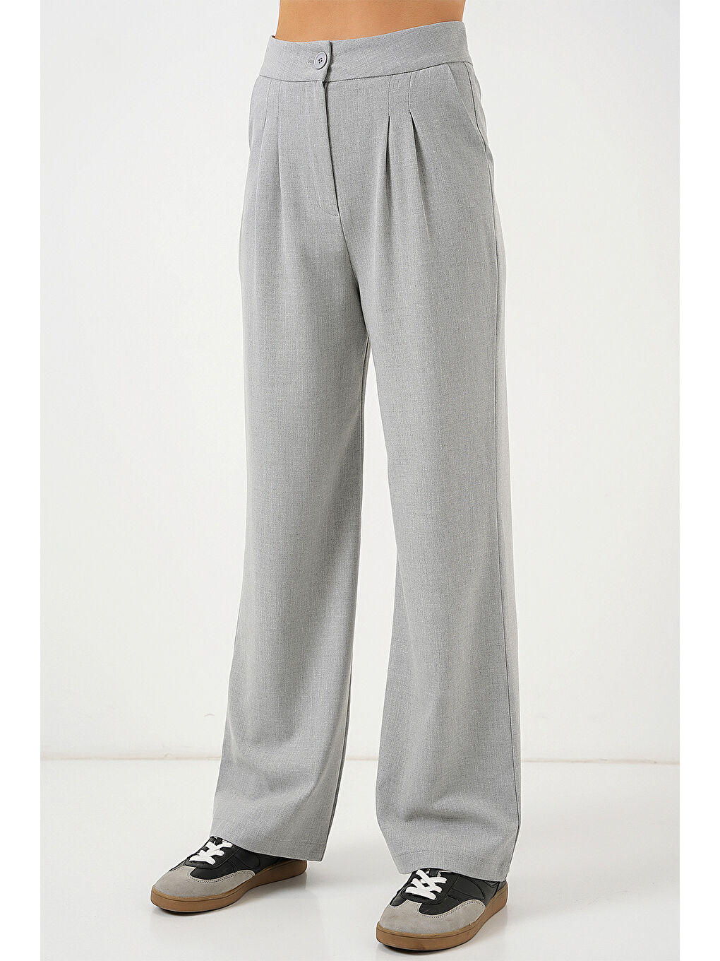 6638 Yüksek Bel Palazzo Pantolon - A.Gri-1