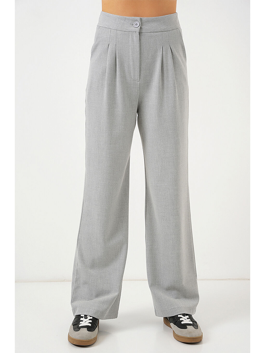 6638 Yüksek Bel Palazzo Pantolon - A.Gri-3