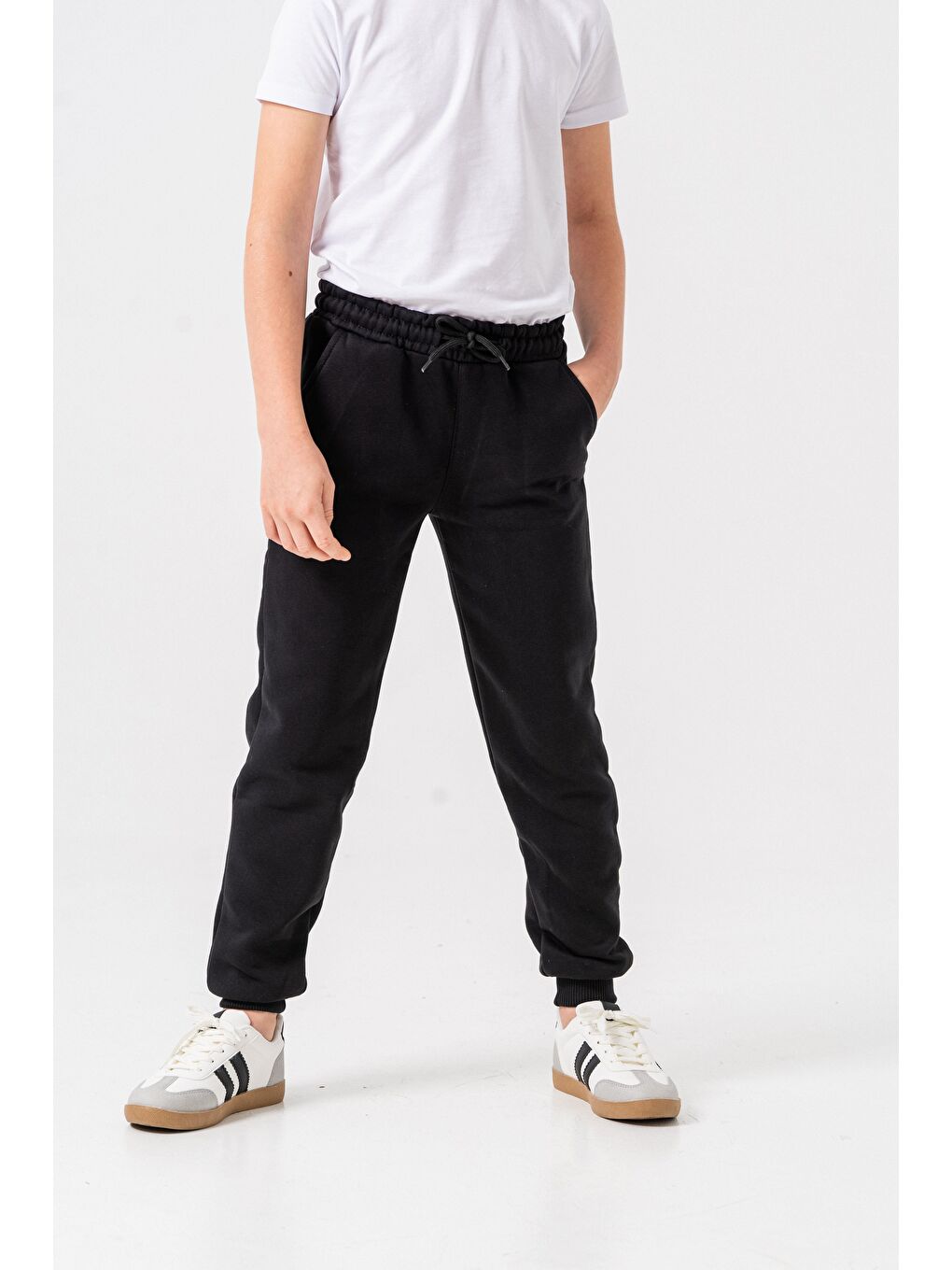 Siyah 3 İp Basic Erkek Çocuk Eşofman Altı