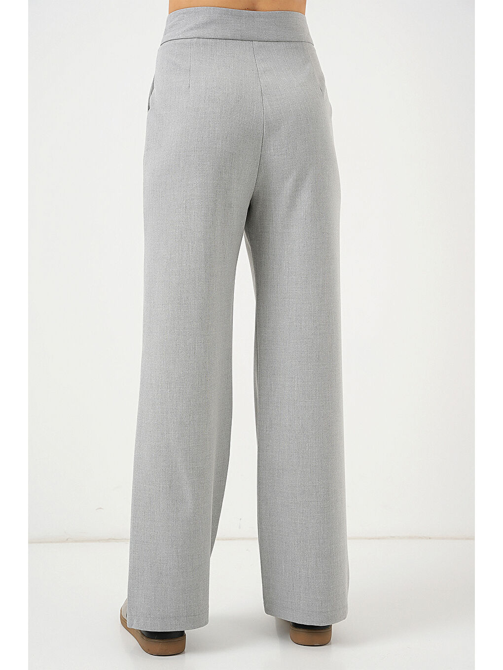 6638 Yüksek Bel Palazzo Pantolon - A.Gri-5
