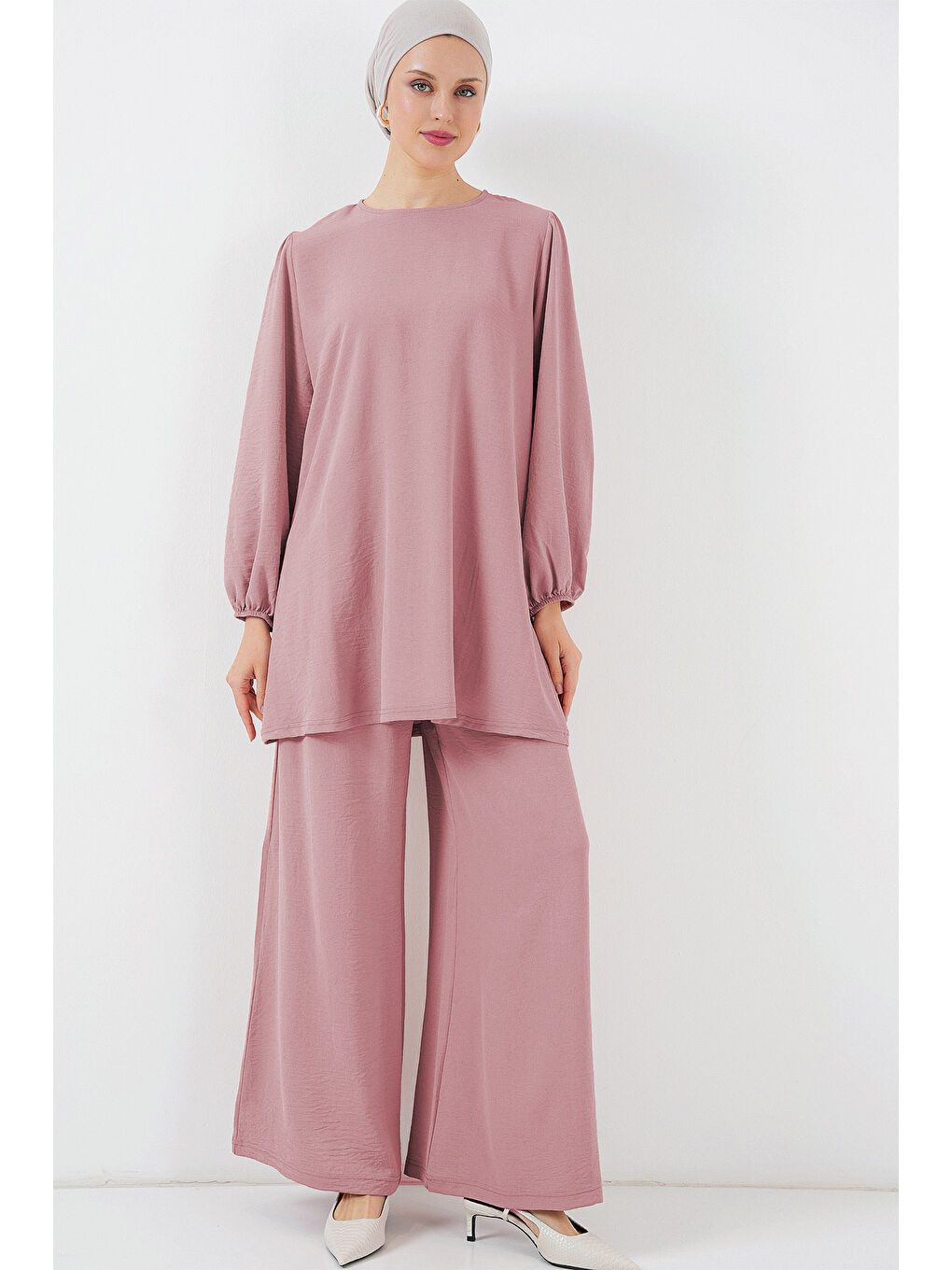 Pembe Ayrobin Tunik Pantolon Alt Üst Takım 6712 - Pudra