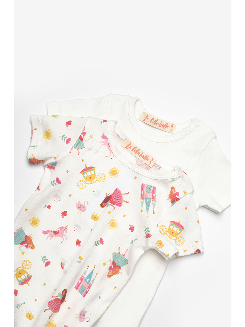 Beyaz Çiçek Desenli İkili Kız Bebek Zıbın Set - Zoe-3