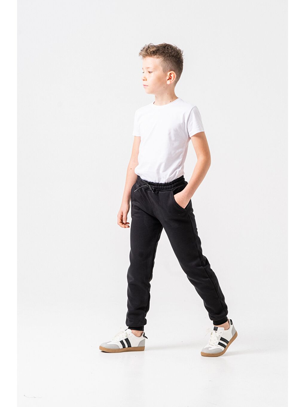 Siyah 3 İp Basic Erkek Çocuk Eşofman Altı-1