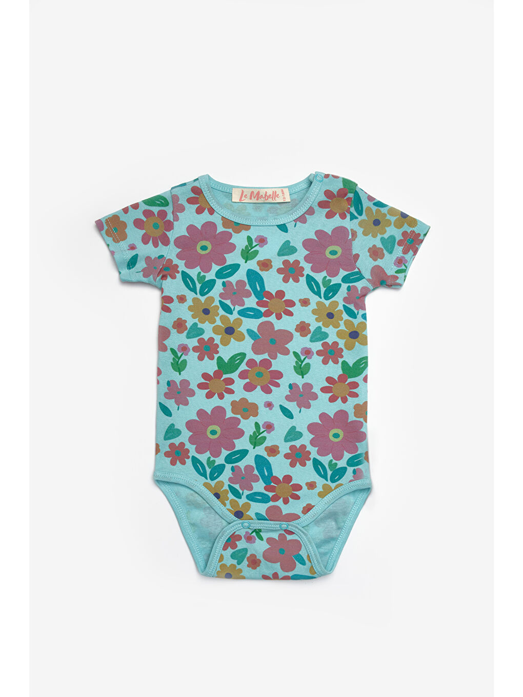 Yeşil Mint Çiçek Desenli İkili Kız Bebek Zıbın Set - Zoe-2