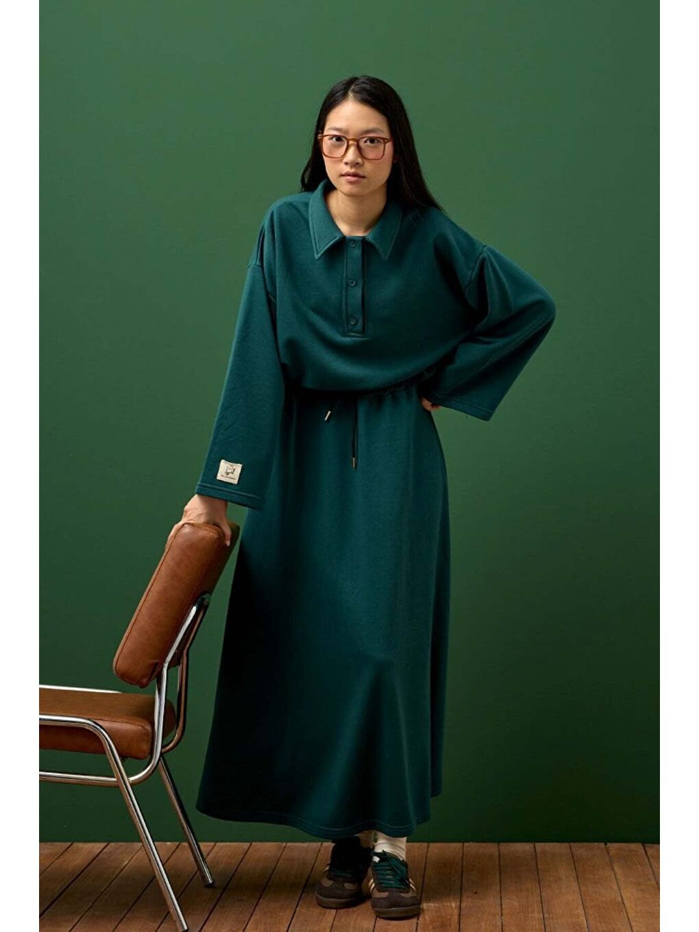 Yeşil Zümrüt 3 İplik Yakalı Body & Etek Takım-3