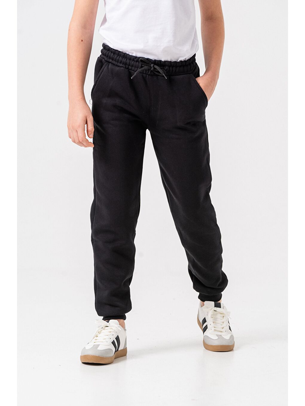 Siyah 3 İp Basic Erkek Çocuk Eşofman Altı-2