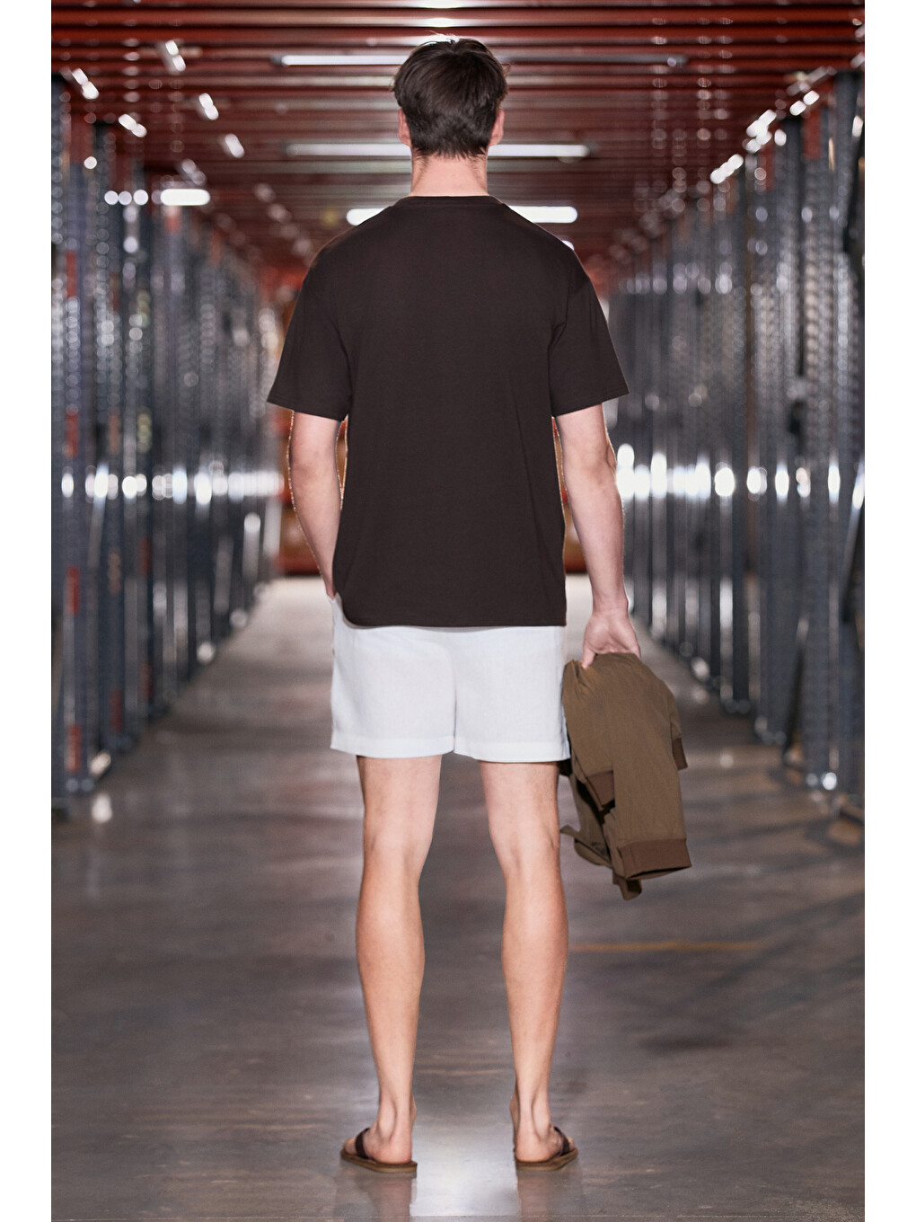 Kahverengi Jett Erkek Oversize Fit %100 Organik Pamuk Kalın Dokulu Bisiklet Yakalı Çikolata Kahve T-shirt-4