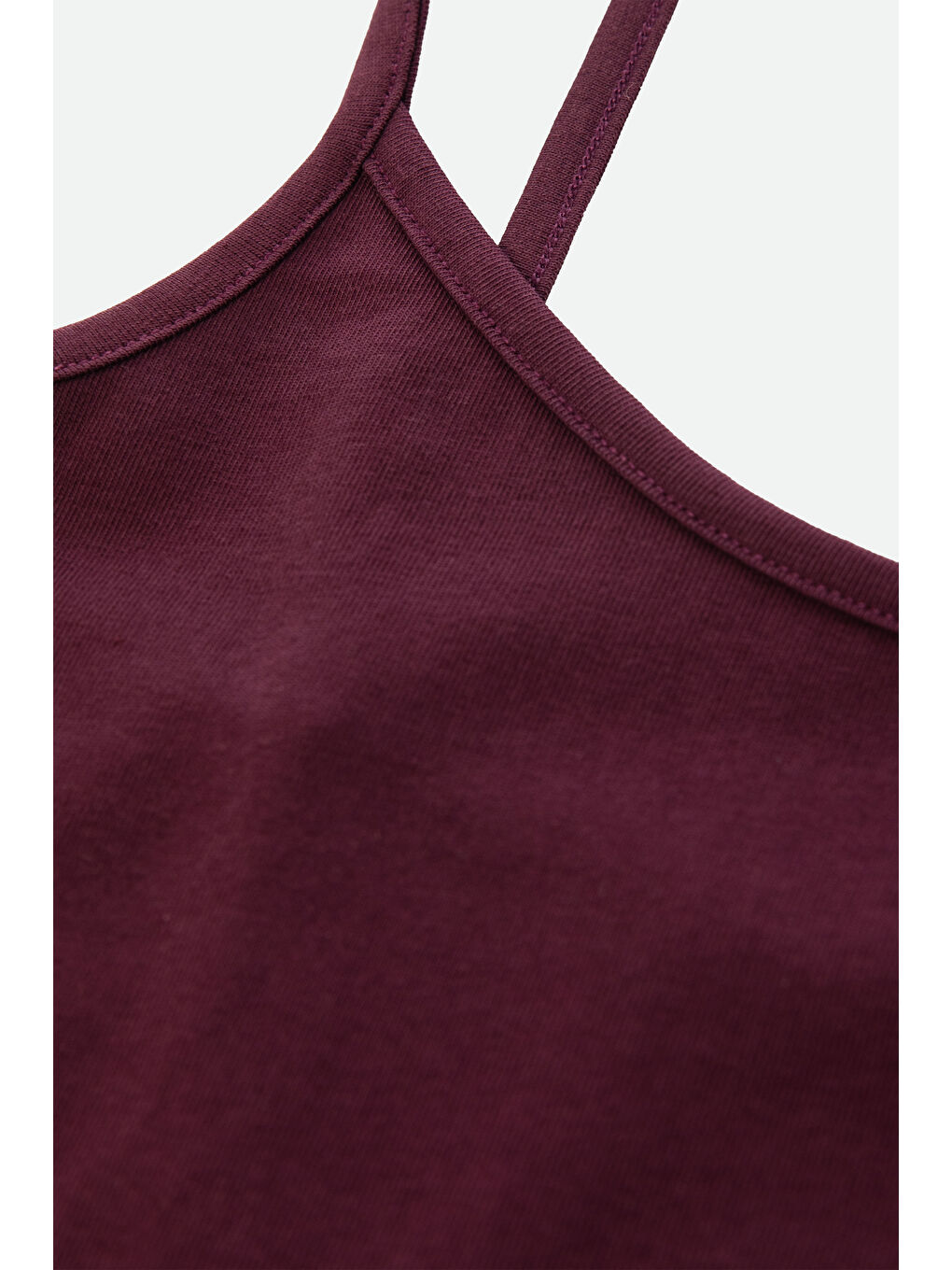 Bordo Kadın Pamuklu Askılı Şort Takımı-2