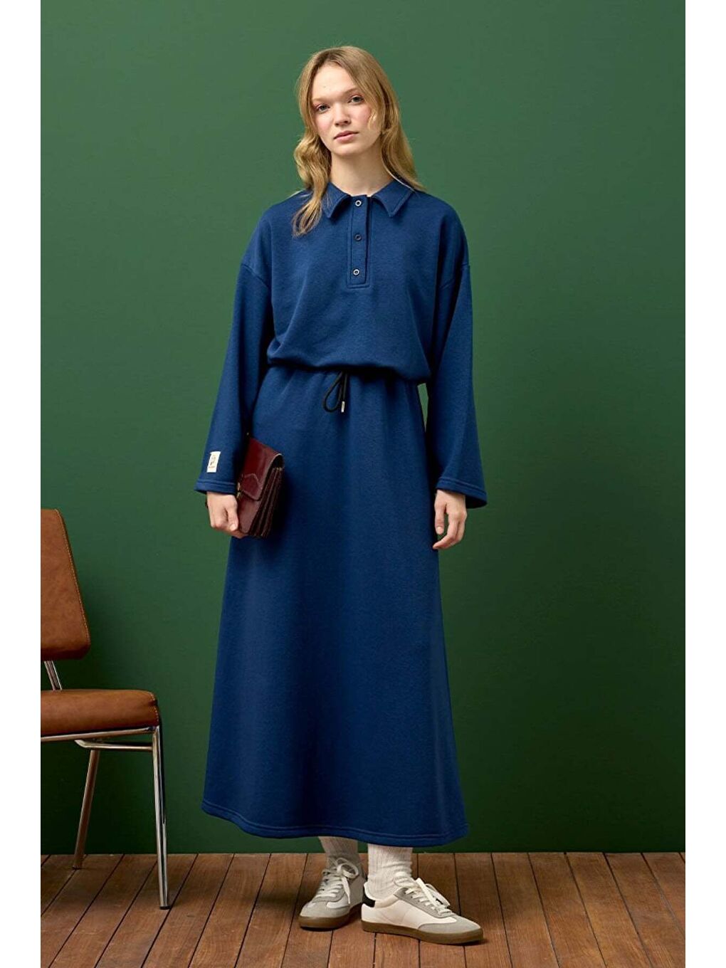 İndigo 3 İplik Yakalı Body & Etek Takım-1