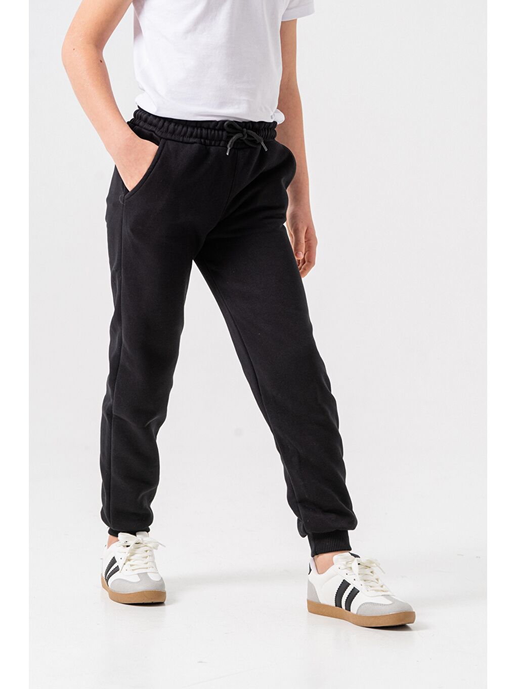 Siyah 3 İp Basic Erkek Çocuk Eşofman Altı-3