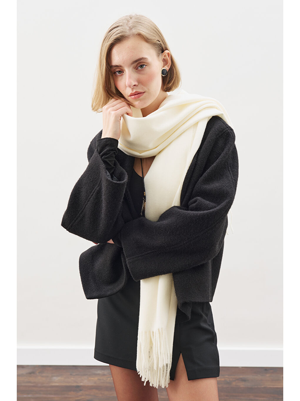 Kaşmir Dokulu Şal Ekru-1