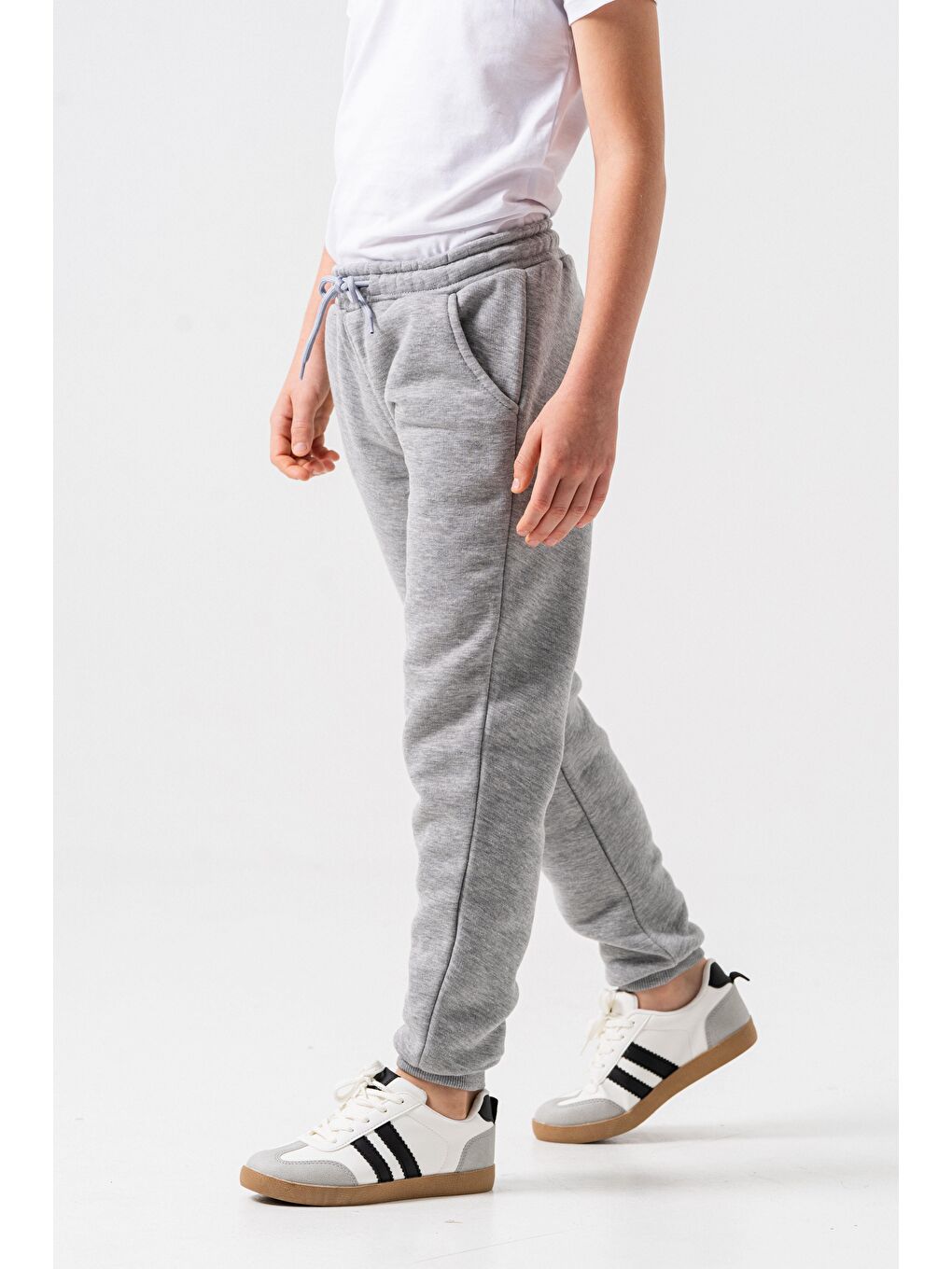 Gri 3 İp Basic Erkek Çocuk Eşofman Altı-3