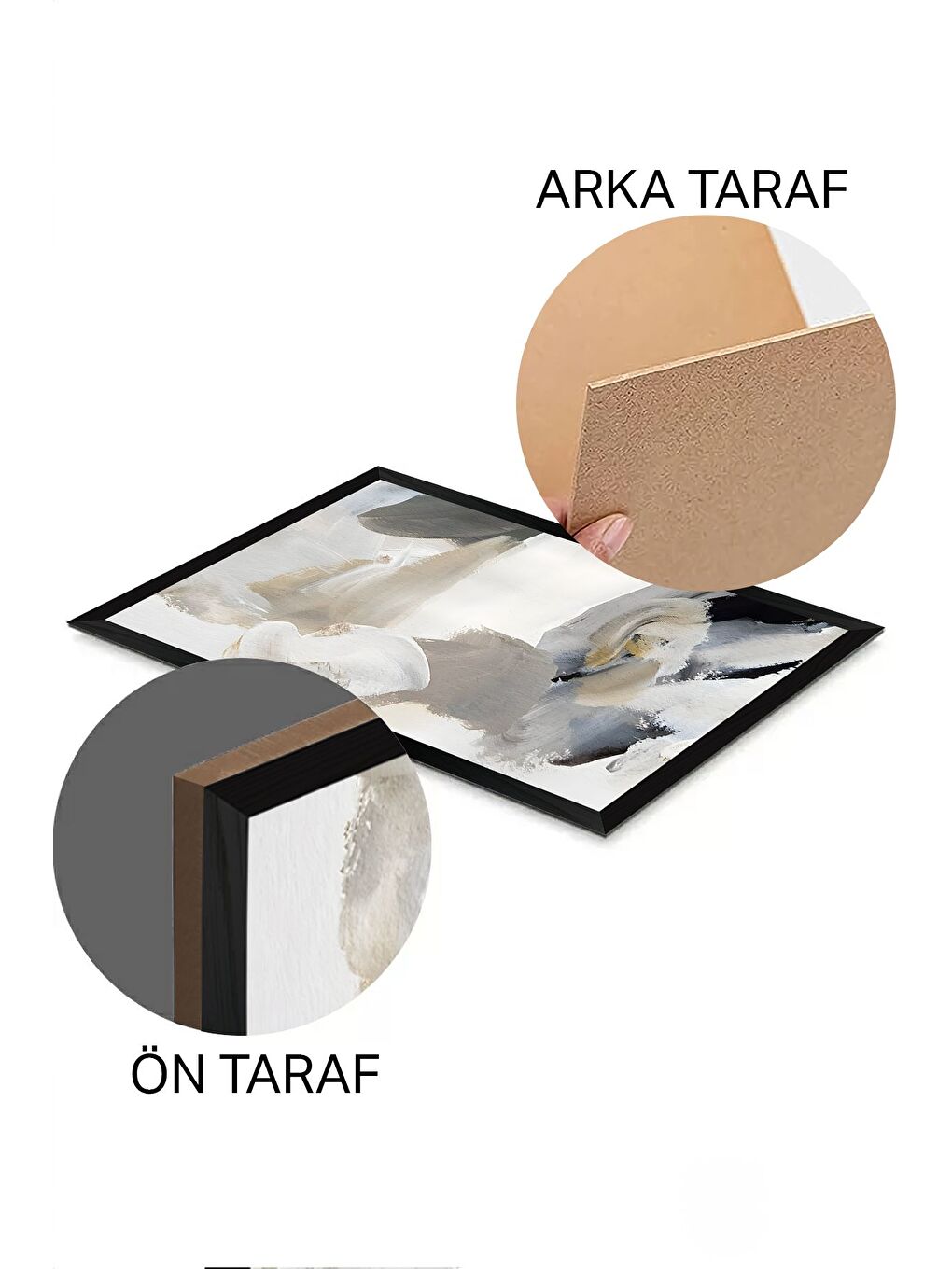 Beyaz 3 Parça Siyah Çerçeve Görünümlü MDF Poster Tablo Seti 20x30 cm - Set 36-1