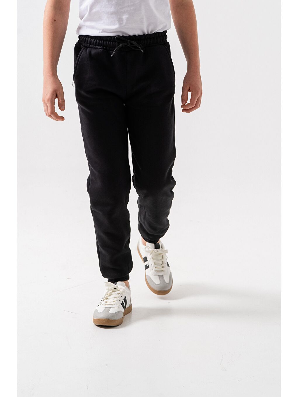 Siyah 3 İp Basic Erkek Çocuk Eşofman Altı-4