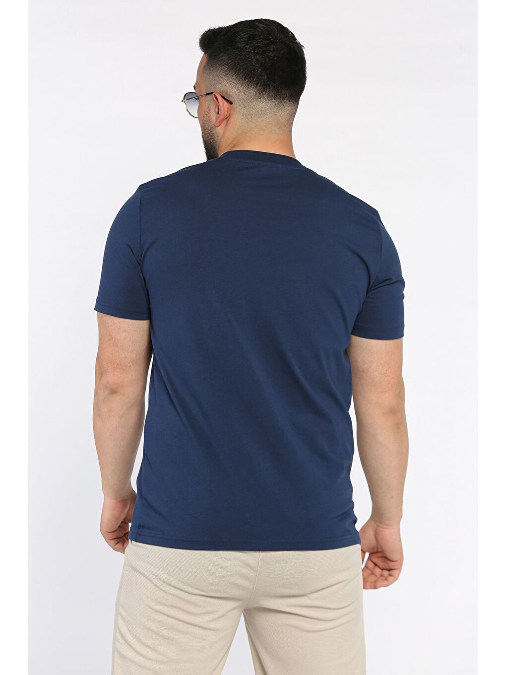 İndigo Erkek Bisiklet Yaka Tişört-2