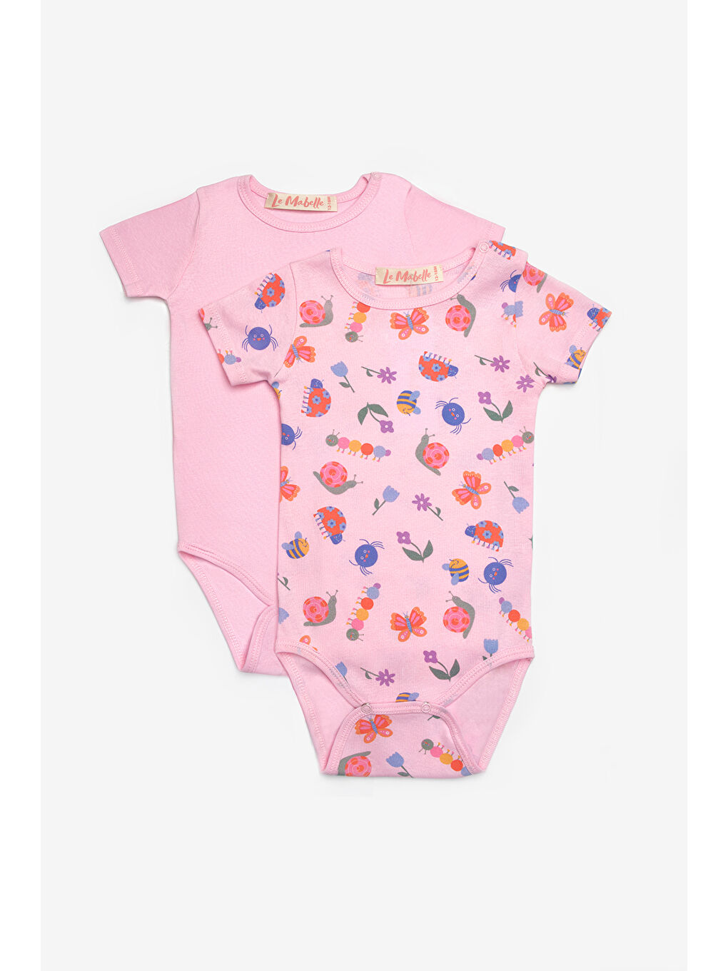 Pembe Çiçek Desenli İkili Kız Bebek Zıbın Set - Zoe