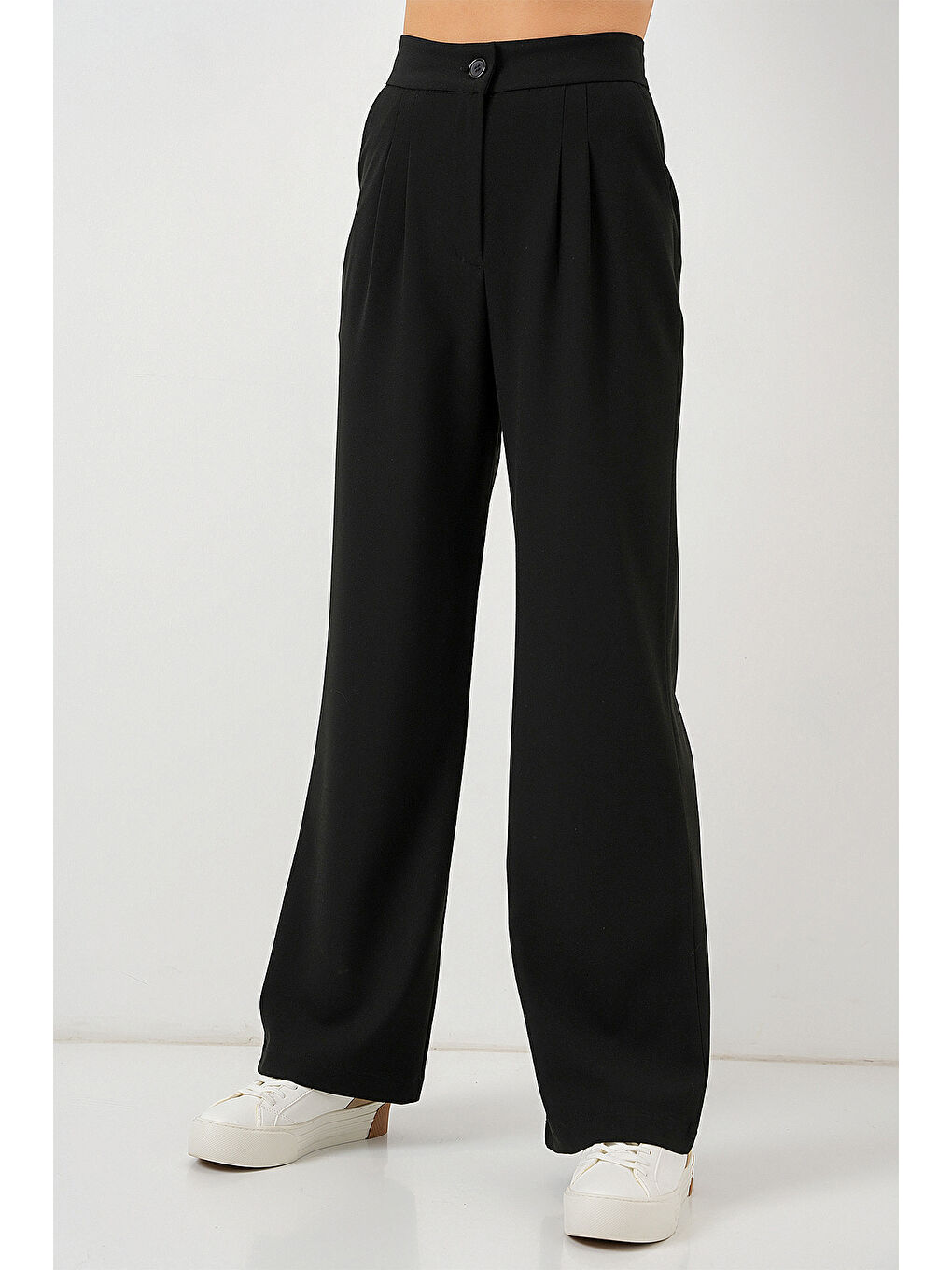 6638 Yüksek Bel Palazzo Pantolon - D. Siyah-1